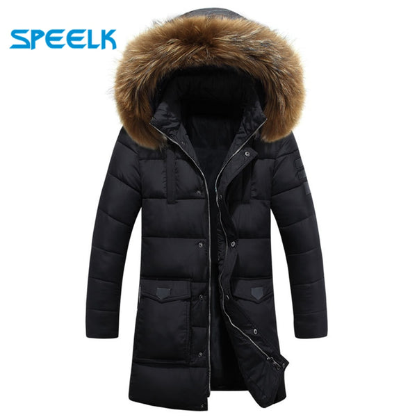 Winter Jackets Parka Men Windbreaker Large Fur Collar Coat Mens Mid-long Thickening Jacket Male Autumn Winter Warm Outwear