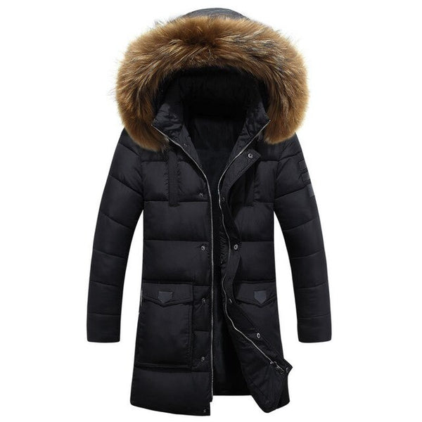 Winter Jackets Parka Men Windbreaker Large Fur Collar Coat Mens Mid-long Thickening Jacket Male Autumn Winter Warm Outwear