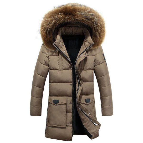 Winter Jackets Parka Men Windbreaker Large Fur Collar Coat Mens Mid-long Thickening Jacket Male Autumn Winter Warm Outwear