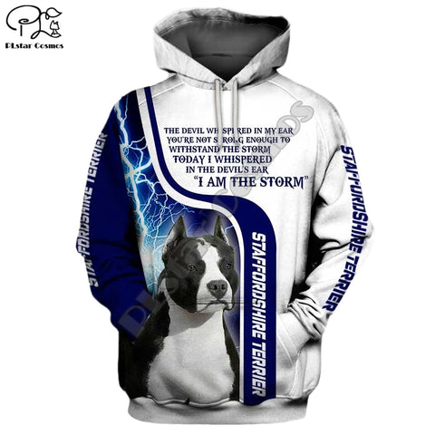 Mens Staffordshire terriers Dogs 3d print hoodies autumn long sleeve Sweatshirts women pullover tracksuit hood hoody outwear