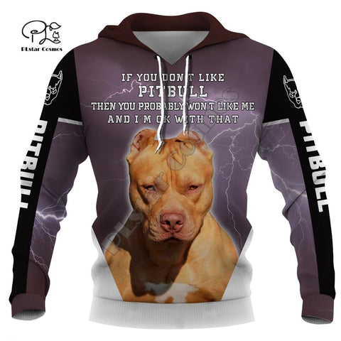New Mens Funny pitbull  Dogs 3d printing hoodies autumn long sleeve Sweatshirts women pullover tracksuit hood hoody outwear