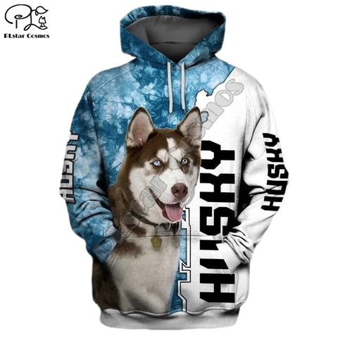 unisex Mens Husky Dog 3d print hoodies zipper autumn long sleeve Sweatshirts women jacket pullover tracksuit spring outwear