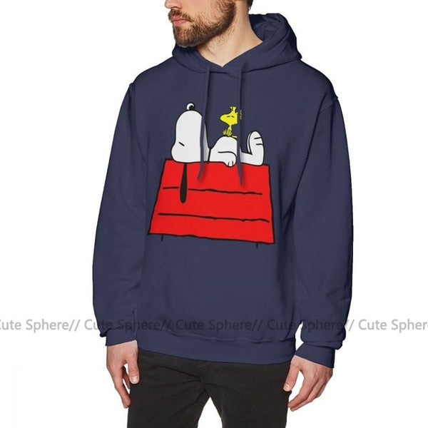 White Dog Hoodie Chill Out Hoodies XXL Long Sleeve Pullover Hoodie Autumn Blue Male Stylish Cotton Loose Hoodies